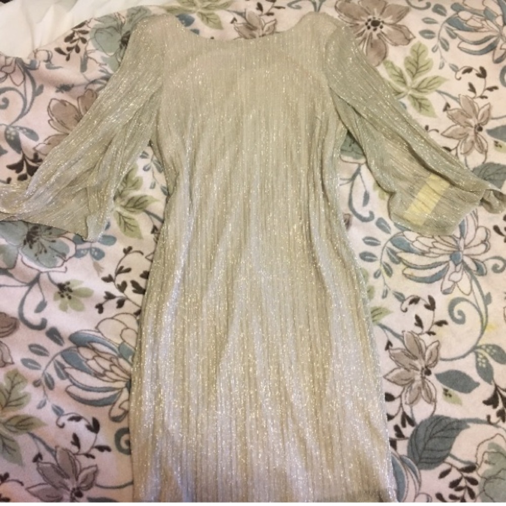 NWT Prelude Silver Bell Sleeve Flowy Sparkle Dress